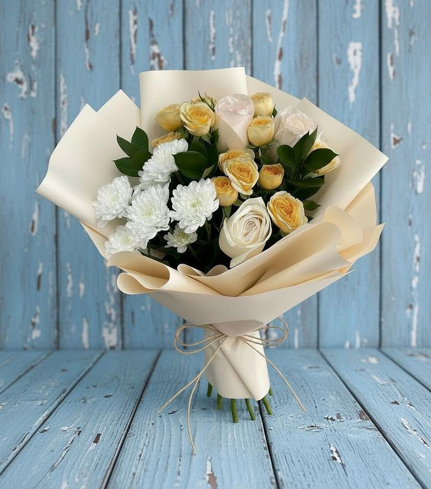 Букет цветов из: Розы и Хризантемы в Летней Ставке