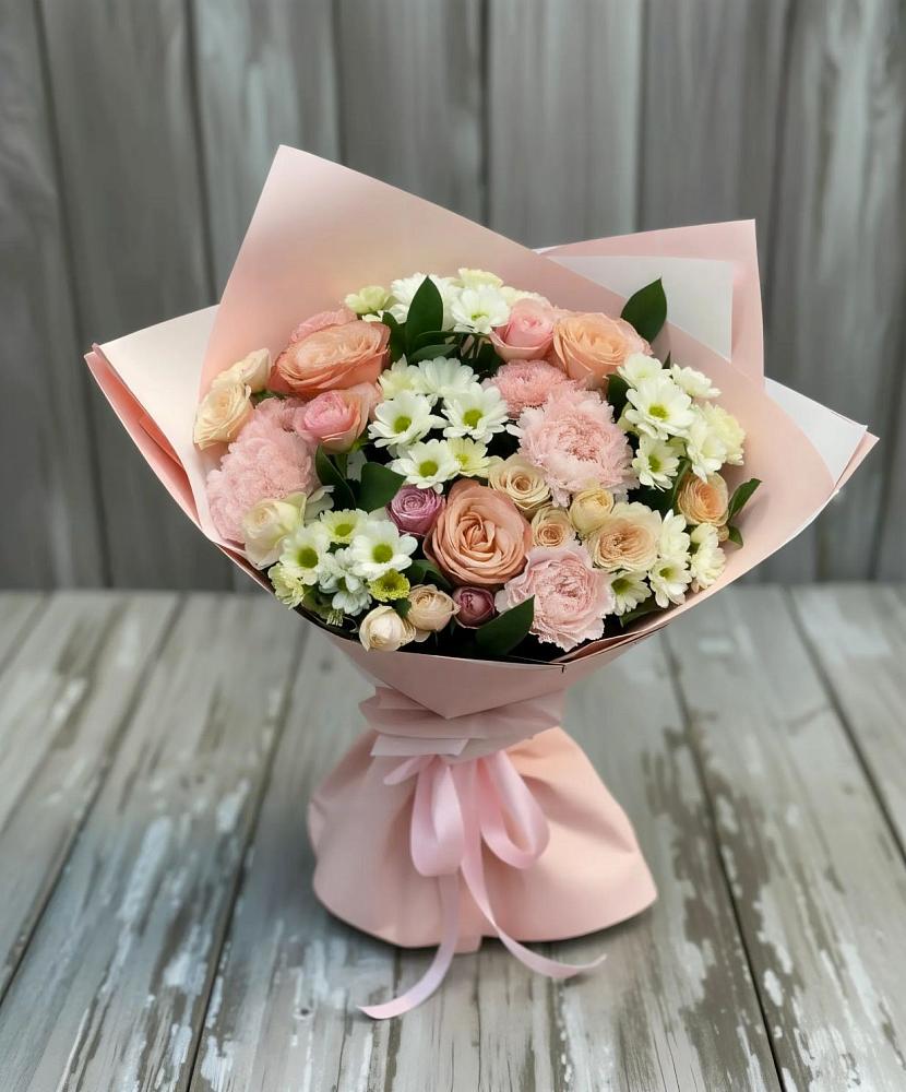 Букет цветов из: Гвоздики, Розы и Хризантемы в Летней Ставке