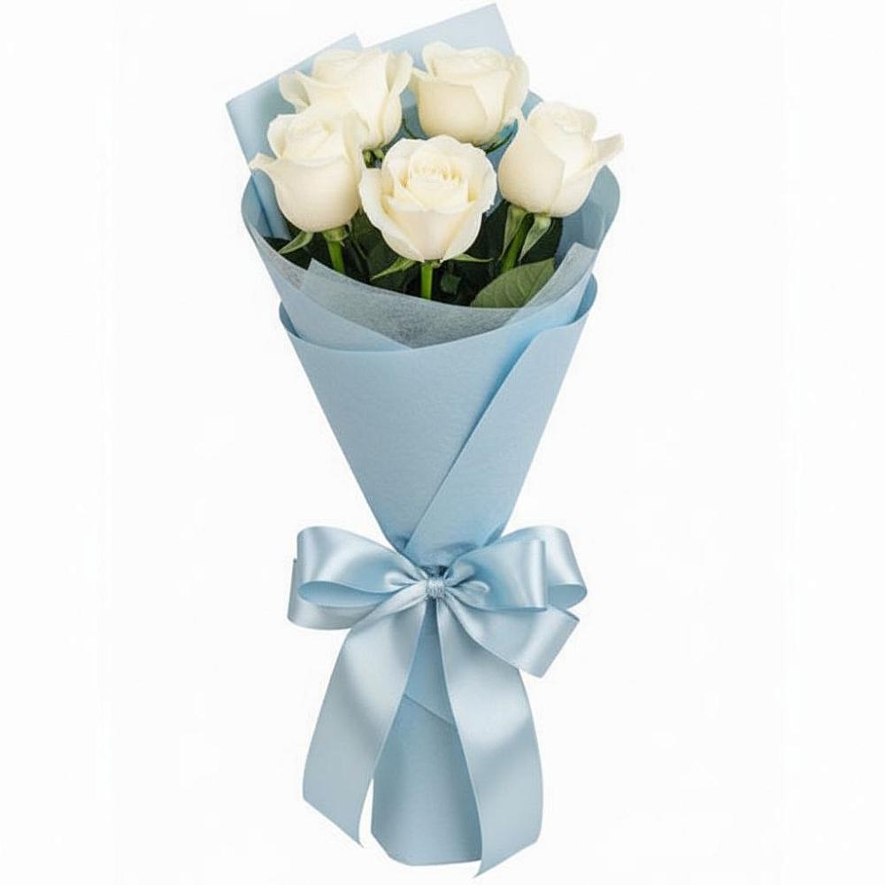 Букет 5 Белых роз Проуд в Летней Ставке