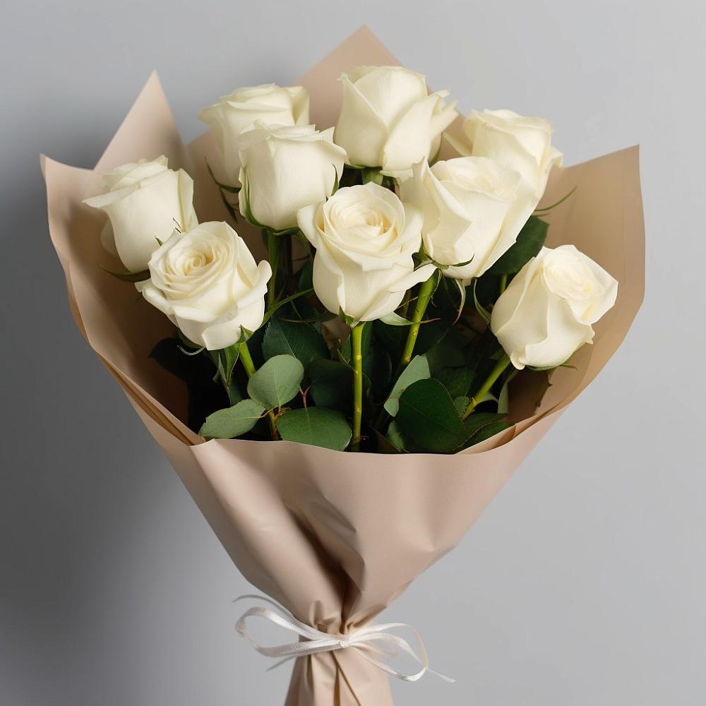 Букет 9 Белых роз Эдлесс Лав в Летней Ставке