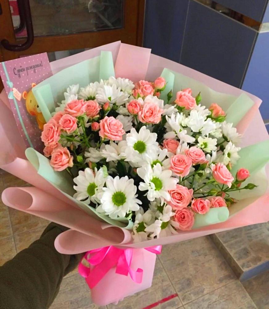 Букет цветов из: Розы и Хризантемы в Летней Ставке