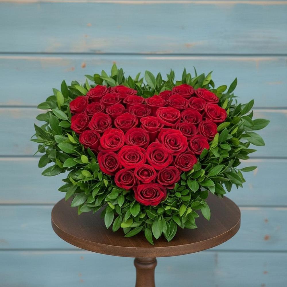 Цветочная композиция из Розы в виде сердца в Летней Ставке