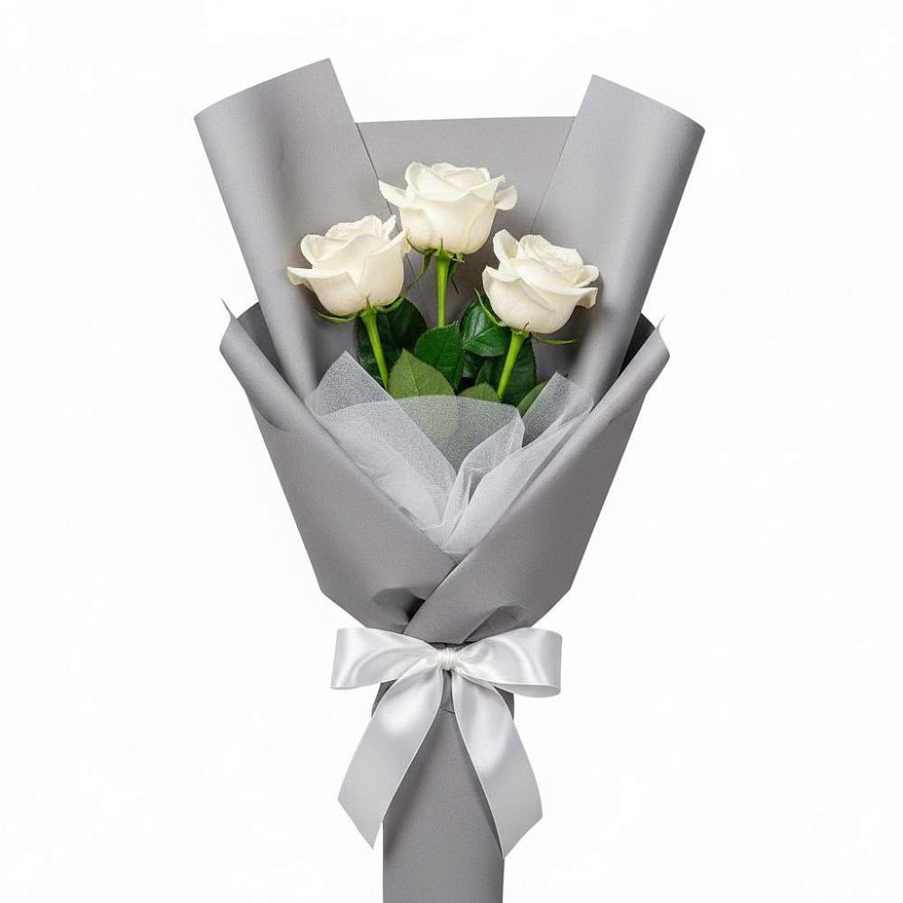 Букет 3 белые розы в Летней Ставке