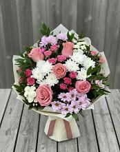 Букет цветов из:  Альстромерии, Гвоздики, Розы и Хризантемы в Летней Ставке