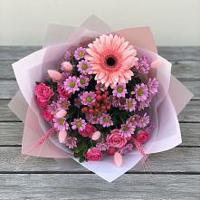 Букет цветов из:  Розы, Герберы и Хризантемы в Летней Ставке